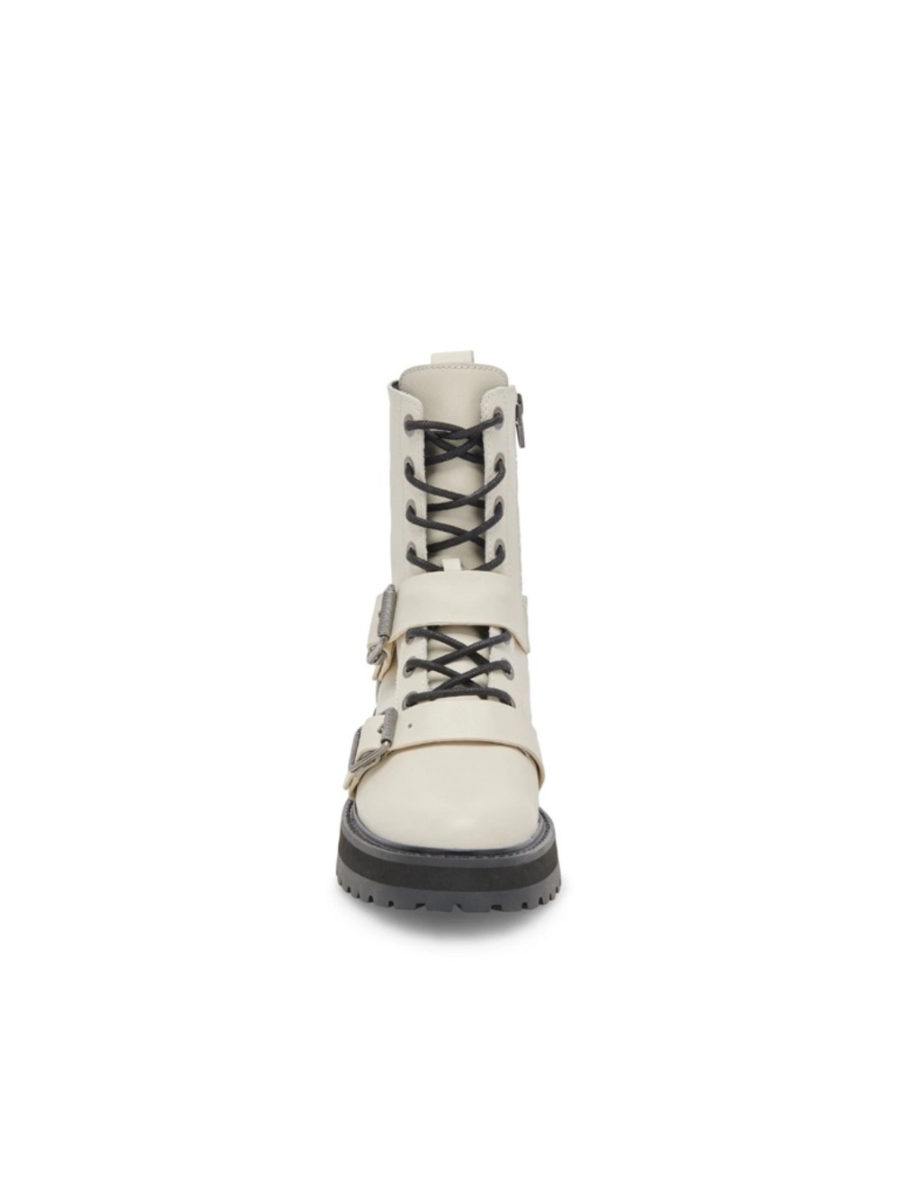 Dolce Vita White Lace-Up Combat Boots with Black Laces - Picture 7 of 7